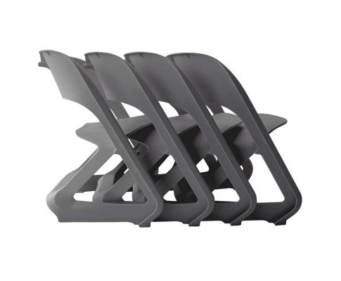 Set of 4 Dining Chairs Office Cafe Lounge Seat Stackable Plastic Leisure Chairs Grey