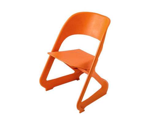 Set of 4 Dining Chairs Office Cafe Lounge Seat Stackable Plastic Leisure Chairs Orange