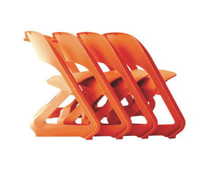 Set of 4 Dining Chairs Office Cafe Lounge Seat Stackable Plastic Leisure Chairs Orange