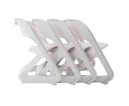 Set of 4 Dining Chairs Office Cafe Lounge Seat Stackable Plastic Leisure Chairs White