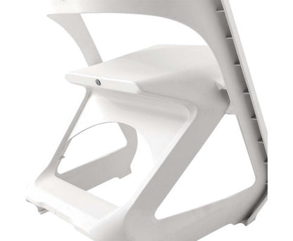 Set of 4 Dining Chairs Office Cafe Lounge Seat Stackable Plastic Leisure Chairs White