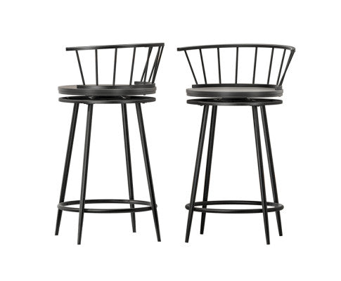 Barstool Now Kitchen Bar Stools - Wooden Dining Chairs with Swivel Metal Design - Set of 2