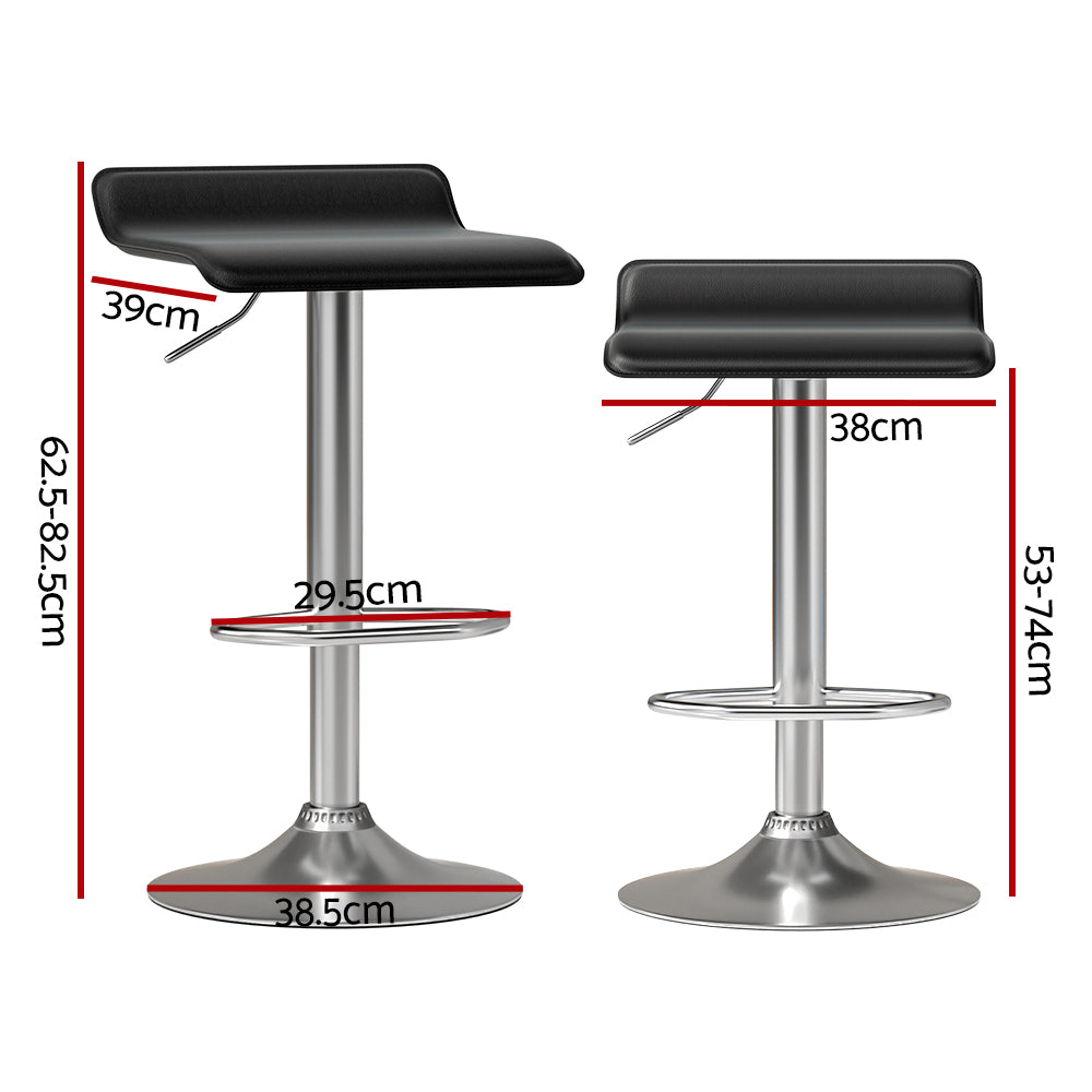 Black Faux Leather Bar Stool Chairs Set of 2