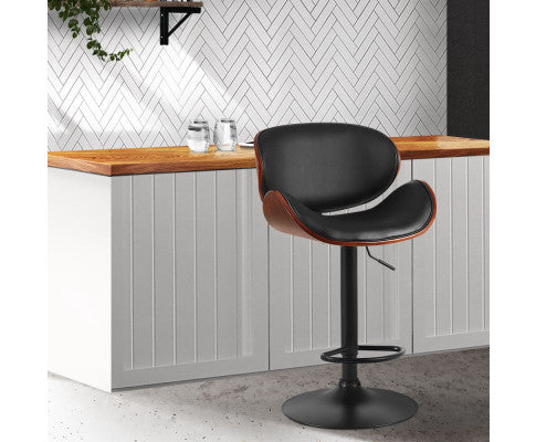 Barstool Now Swivel Gas Lift Barstools: Black Metal Frame, Wooden Stool