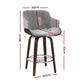 Wooden Bar Stool for Kitchen - Grey Velvet Fabric - Set of 2