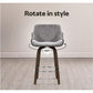 Wooden Bar Stool for Kitchen - Grey Velvet Fabric - Set of 2