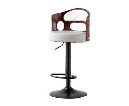 Contemporary Black Leather Bar Stools with Swivel Gas Lift - White Counter Chairs