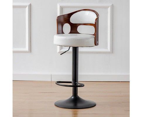 Contemporary Black Leather Bar Stools with Swivel Gas Lift - White Counter Chairs