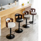 Contemporary Black Leather Bar Stools with Swivel Gas Lift - White Counter Chairs