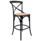 Aster Crossback Bar Stools: Dining Chair with Solid Birch Timber and Rattan Seat in Stylish Black - Bar Stools Now