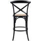 Aster Crossback Bar Stools: Dining Chair with Solid Birch Timber and Rattan Seat in Stylish Black - Bar Stools Now