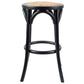 Aster Round Bar Stools: Dining Stool Chair with Solid Birch Timber and Rattan Seat in Elegant Black - Bar Stools Now