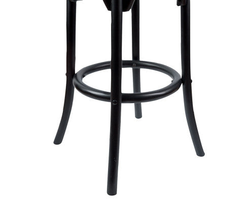 Aster Round Bar Stools: Dining Stool Chair with Solid Birch Timber and Rattan Seat in Elegant Black - Bar Stools Now