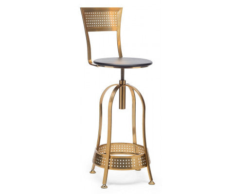 Swivel Kitchen Bar Stool Chair with High Back in Elegant Gold and Black Netted Design Frame