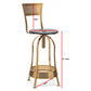 Swivel Kitchen Bar Stool Chair with High Back in Elegant Gold and Black Netted Design Frame