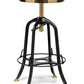 Industrial Height Adjustable Swivel Bar Stool with Oak Wood Top - Gold Finish