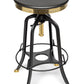 Industrial Height Adjustable Swivel Bar Stool with Oak Wood Top - Gold Finish