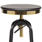 Industrial Height Adjustable Swivel Bar Stool with Oak Wood Top - Gold Finish