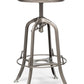 Industrial Height Adjustable Swivel Bar Stool with Oak Wood Top - Gold Finish