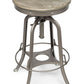 Industrial Height Adjustable Swivel Bar Stool with Oak Wood Top - Gold Finish