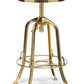 Industrial Height Adjustable Swivel Bar Stool with Oak Wood Top - Gold Finish