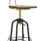 Industrial Wooden Height Adjustable Swivel Bar Stool Chair with Back - Dark French Brass