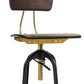 Industrial Wooden Height Adjustable Swivel Bar Stool Chair with Back - Dark French Brass