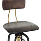 Industrial Wooden Height Adjustable Swivel Bar Stool Chair with Back - Dark French Brass