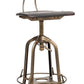 Industrial Wooden Height Adjustable Swivel Bar Stool Chair with Back - Dark French Brass