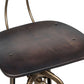 Industrial Wooden Height Adjustable Swivel Bar Stool Chair with Back - Dark French Brass