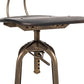 Industrial Wooden Height Adjustable Swivel Bar Stool Chair with Back - Dark French Brass