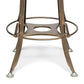 Industrial Wooden Height Adjustable Swivel Bar Stool Chair with Back - Dark French Brass