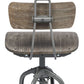 Industrial Swivel Height Adjustable Grey Oak Wood Bar Stool Chair with Back