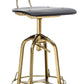 Industrial Wooden Height Adjustable Swivel Black Gold Bar Stool Chair with Back