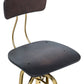 Industrial Wooden Height Adjustable Swivel Black Gold Bar Stool Chair with Back