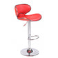 Set of 2 Red Bar Stools: Faux Leather, Mid-High Back, Adjustable Chrome Base, Gas Lift, Swivel Chairs - Bar Stools Now