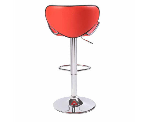 Set of 2 Red Bar Stools: Faux Leather, Mid-High Back, Adjustable Chrome Base, Gas Lift, Swivel Chairs - Bar Stools Now