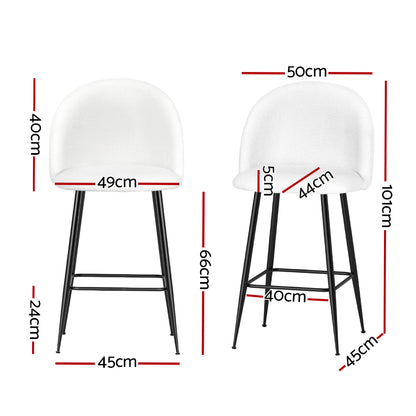 Bar Stools Kitchen Dining Chair Stool White Chairs Sherpa Boucle - Set of 2