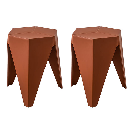 ArtissIn Set of 2 Puzzle Stool Plastic Stacking Bar Stools Dining Chairs Kitchen Red