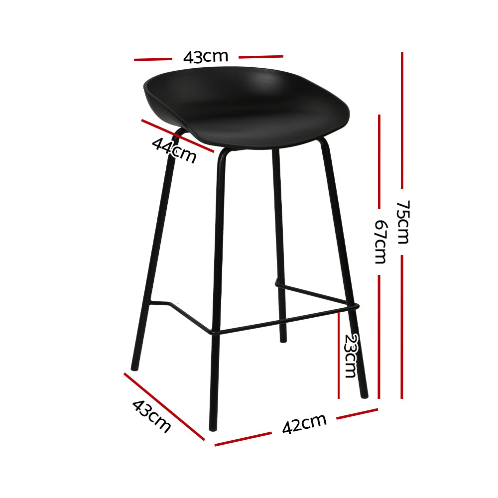 Barstool Now Metal Bar Stools - Black - Set of 4