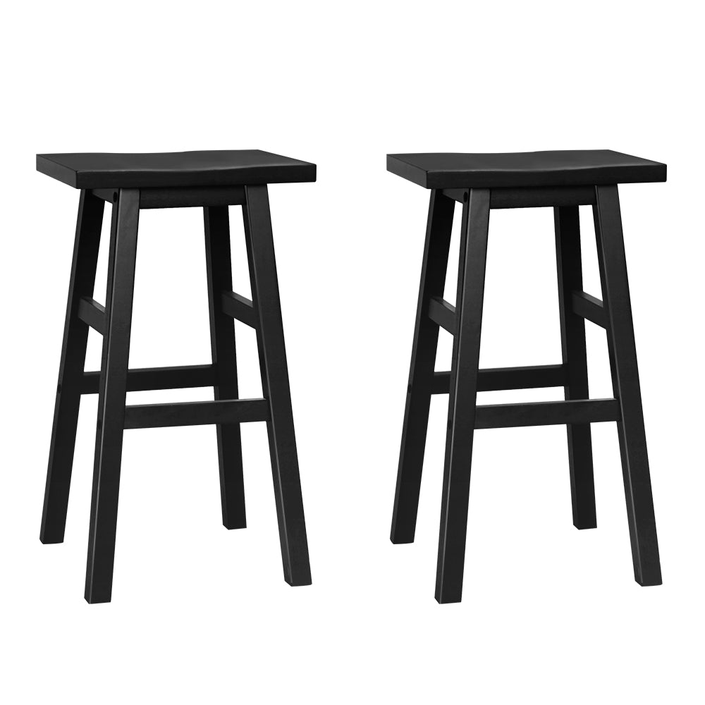 Artiss Set of 2 Beech Wood Bar Stools - Black "Modern Black Beech Wood Barstool with Sturdy Structure and Smooth Comfortable Seat for Stylish Home Decor and Living Space"