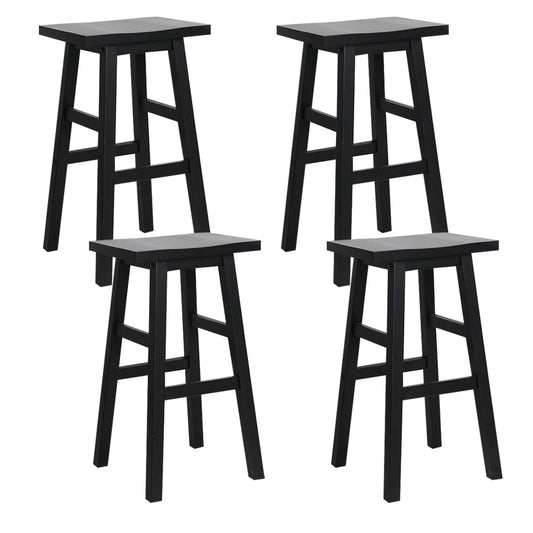 Artiss Set of 4 Beech Wood Bar Stools - Black