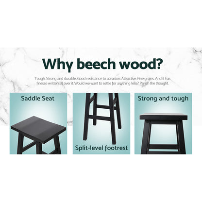 Barstool Now Beech Wood Bar Stools - Black - Set of 4