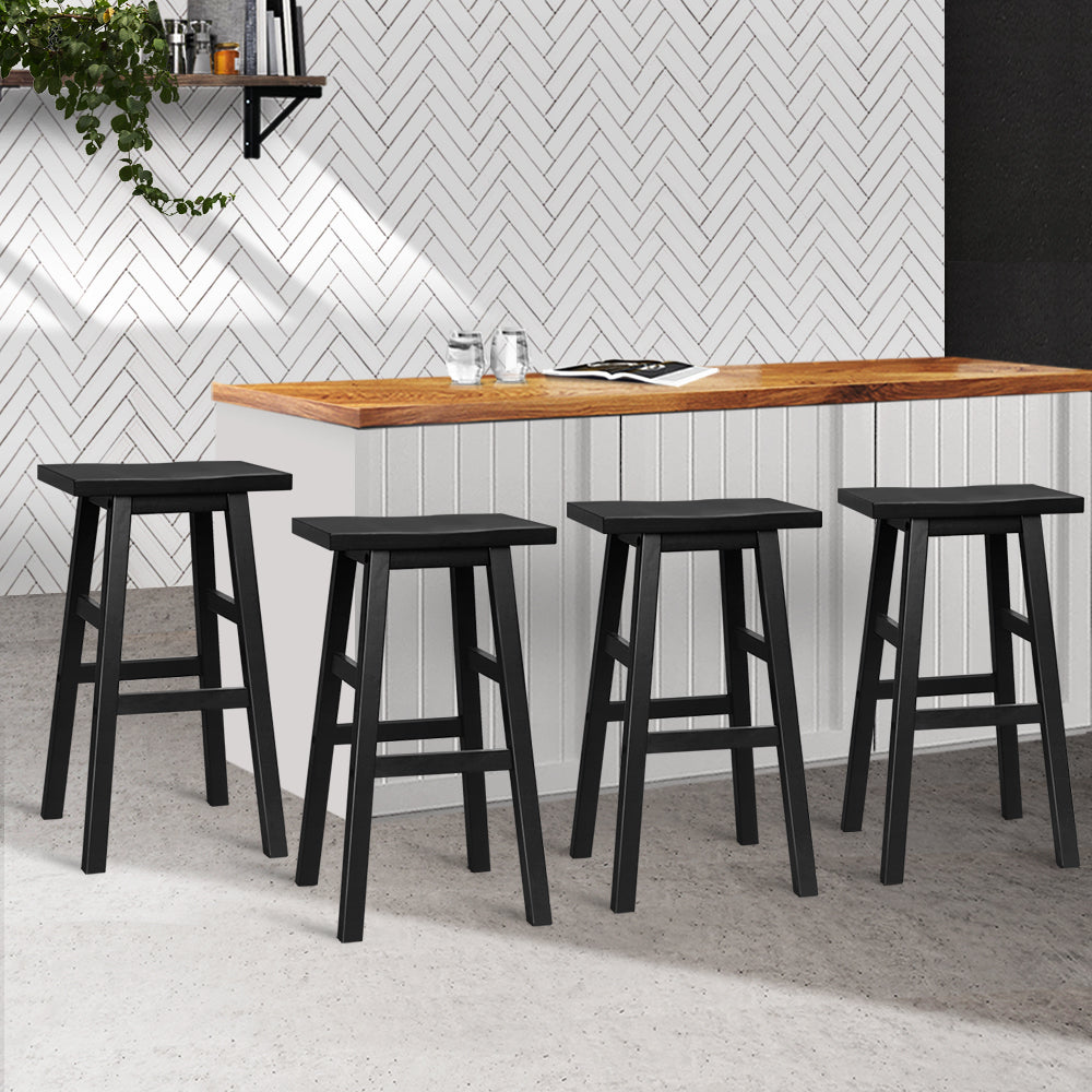 Barstool Now Beech Wood Bar Stools - Black - Set of 4