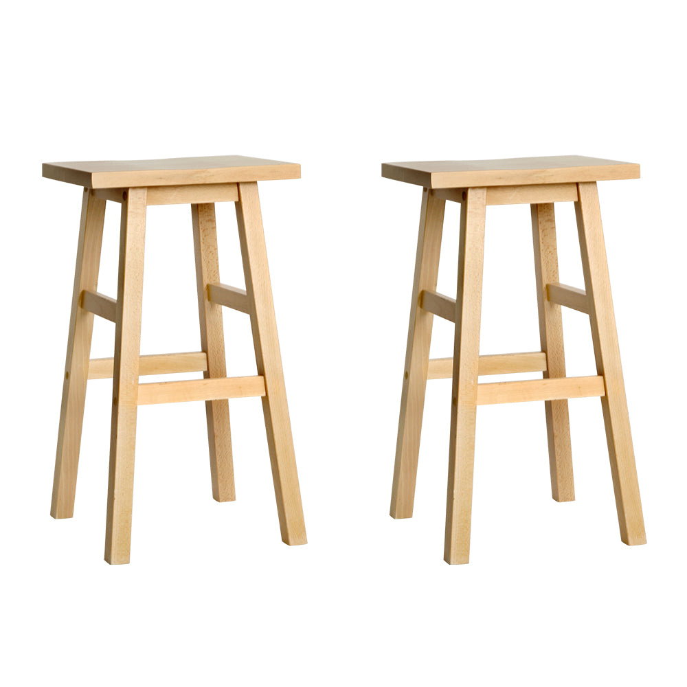 Artiss Set of 2 Beech Wood Bar Stools - Natural "Luxurious and Comfortable Modern Home and Office Decor with Fine Quality Floor-Protected Seating in Smooth Timber Design"