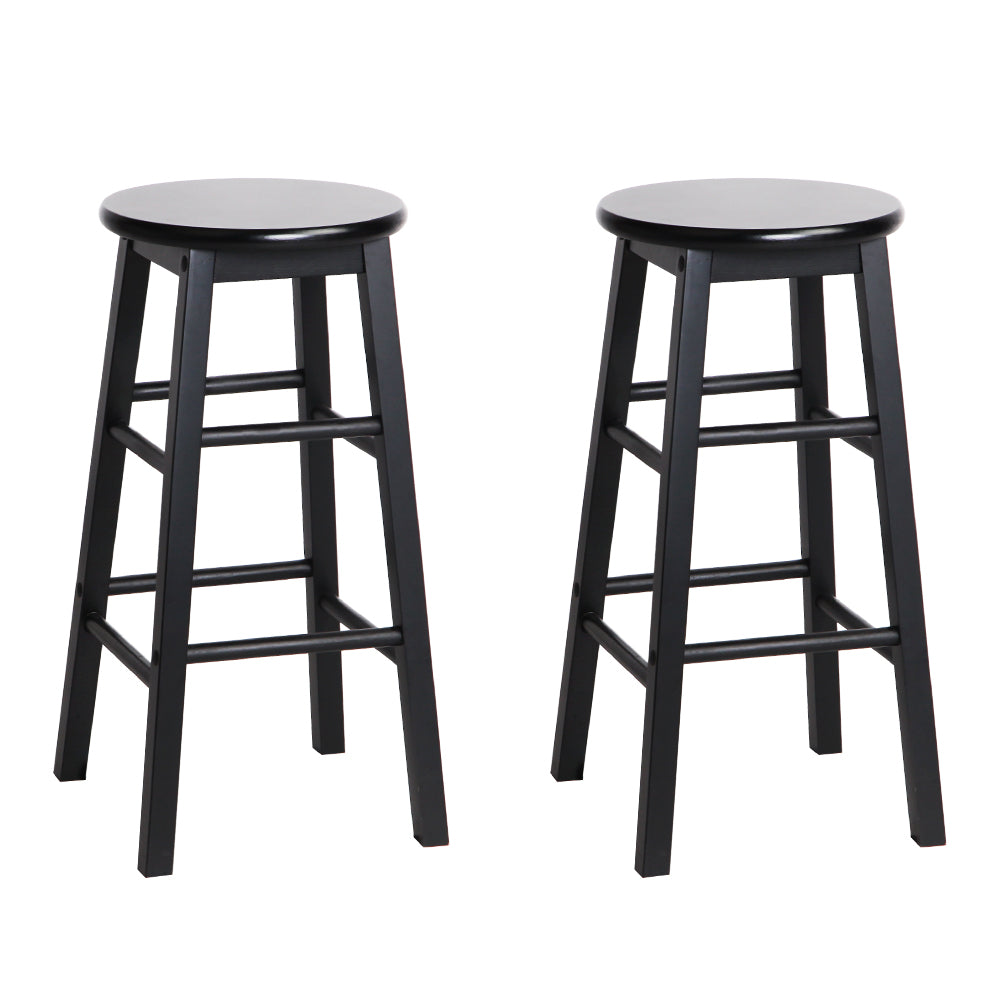 Artiss Set of 2 Beech Wood Backless Bar Stools - Black "Modern Style 2 Set of Luxurious Black Beech Wood Barstools with Fine Quality Timber Design and Comfortable Seating for Home, Office, and Kitchen Decor"