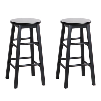 Artiss Set of 2 Beech Wood Backless Bar Stools - Black "Modern Style 2 Set of Luxurious Black Beech Wood Barstools with Fine Quality Timber Design and Comfortable Seating for Home, Office, and Kitchen Decor"