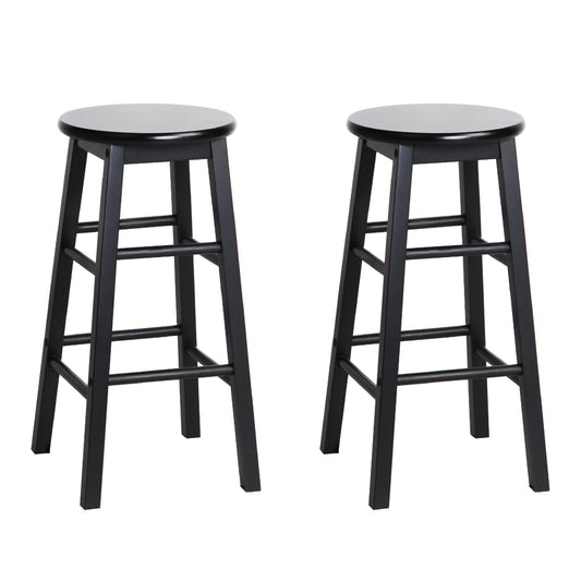 Artiss Set of 2 Beech Wood Backless Bar Stools - Black "Modern Style 2 Set of Luxurious Black Beech Wood Barstools with Fine Quality Timber Design and Comfortable Seating for Home, Office, and Kitchen Decor"