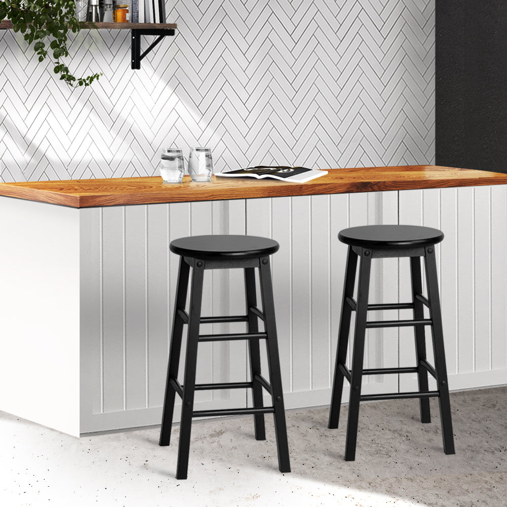 "Modern Style 2 Set of Luxurious Black Beech Wood Barstools with Fine Quality Timber Design and Comfortable Seating for Home, Office, and Kitchen Decor"