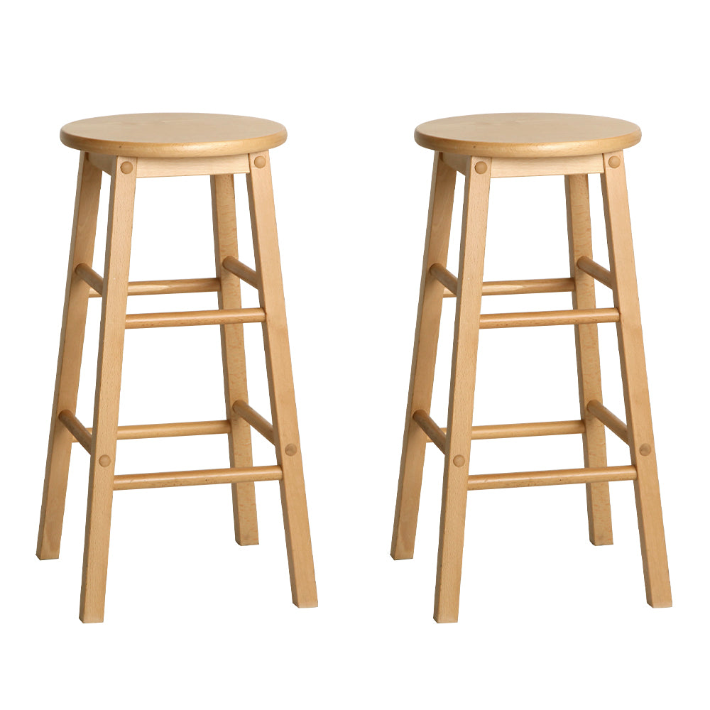 Artiss Set of 2 Beech Wood Backless Bar Stools - Natural "Enhance Your Living Space with Nessah Modern Style Wooden Bar Stools - 2 Set by Artiss"